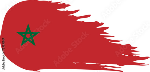 Morocco comet flag fly, grunge brush vector