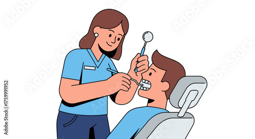 Dentist Examining Patient Dental Hygiene Health with Tools for a Clean and Bright Smile