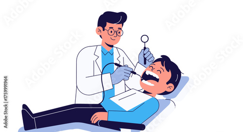 Dentist Performing Dental Checkup on a Patient for Oral Hygiene and Health Treatment