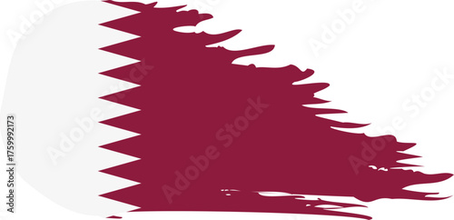 Qatar comet flag fly, grunge brush vector