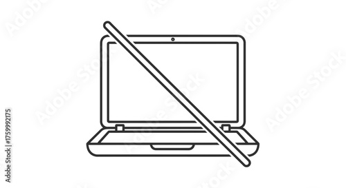 Digital Restriction Symbol Denotes Technology Ban for Unauthorized Use and Access