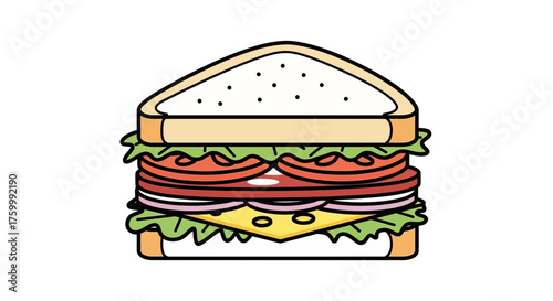 Delicious and Appetizing Sandwich Illustration Perfect for Food Blogs and Advertising