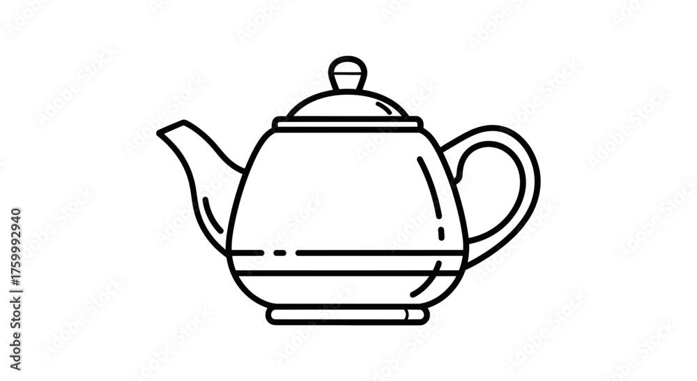 Obraz premium Elegant Teapot Silhouette Graphic in White Isolated on a Black Background Design