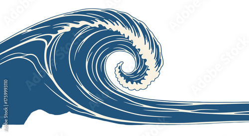Dramatic Wave In Vector Style Depicting Fluid Motion Over A Black Background