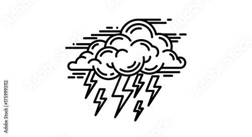 Dramatic Weather Icon Depicting Stormy Clouds and Flashing Lightning Bolts