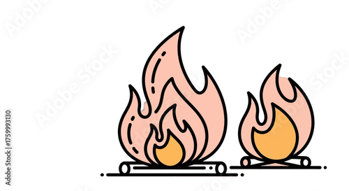 Fiery Flames Illuminated With Vibrant Hues Against Dark, Unlit Black Background