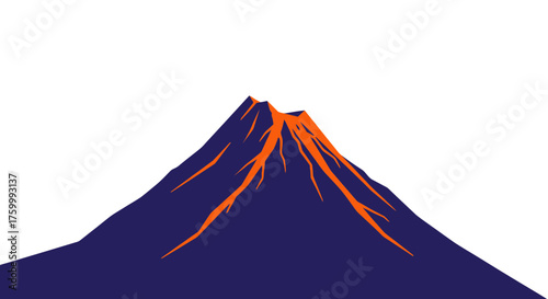 Fiery Mountain Erupting, Depicting Bold Colors And Dark Backdrops With Stylized Effects