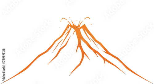Fiery Mountain Eruption With Dynamic Shape Against a Dark and Mysterious Backdrop