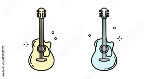Dual-Toned Acoustic Guitar Artwork Symbolising Musical Expression And Resonance