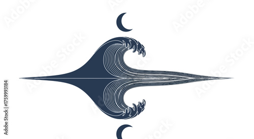 Dualistic Ocean Wave: Harmonious Balance of Marine Energy Under Lunar Illumination