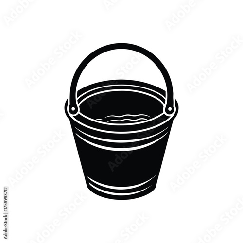 A bucket holding water vector silhouette illustration