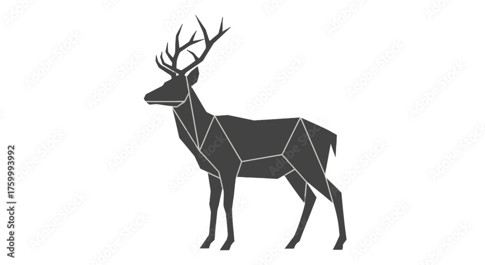 Obraz premium Geometric Deer Silhouette on Black Background: A Modern, Minimalist Artwork