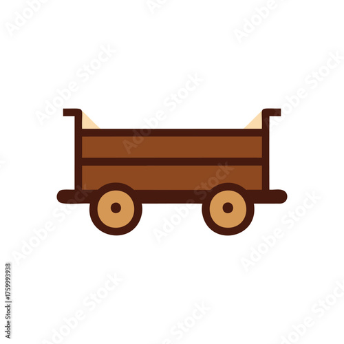 wooden wagon colorful vector illustration