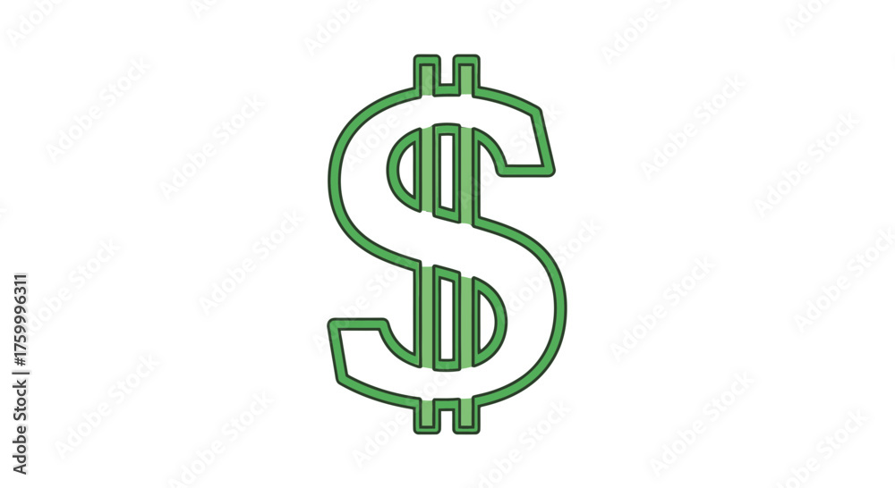 Obraz premium Green Dollar Sign Illuminated On Black Background Represents Financial Wealth And Abundance