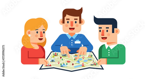 Group Of People Studying Map: Planning and Discovering Destinations Together