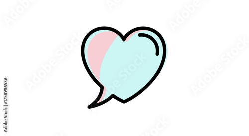 Heart Shaped Dialogue Bubble Artwork Communicating Affection on Dark Backdrop