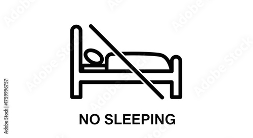 Iconic Prohibition Sign: Prohibiting Sleep with Striking Visual Symbolism in Black.