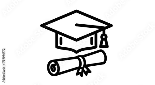 Graduation Emblem Representing Education, Knowledge, And Pursuit Of Success In Academia