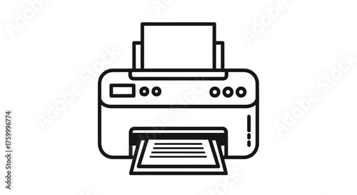 Iconic Printer Silhouette on Black Background: Technology and Office Essentials