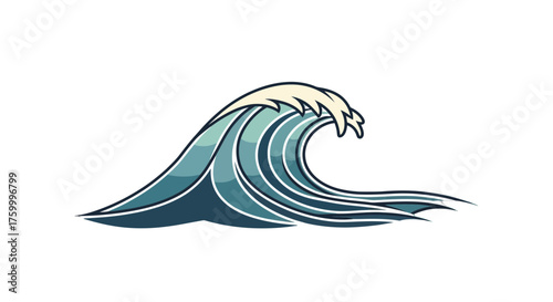 Graphic Illustration Depicting a Dynamic Ocean Wave Rising Over a Black Background