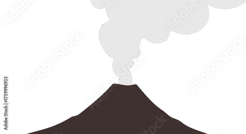 Illustrated Volcano Erupting Smoke Against A Dark Background Depicting A Natural Disaster