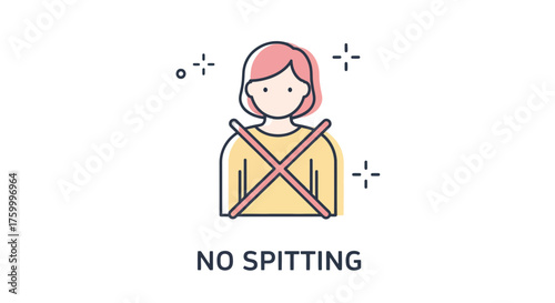 Illustration Depicting Prohibition Of Spitting, Health Advisory And Public Safety Message