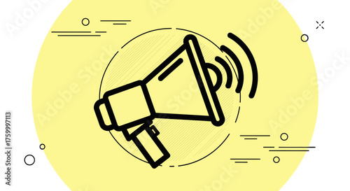 Illustration Of A Megaphone Icon Against A Pale Yellow Background Announcement.