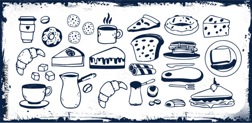 Hand drawing of europe food set isolated on white background
