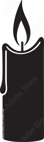 BLACK CANDLE ICON FOR HALLOWEEN SILHOUETTE