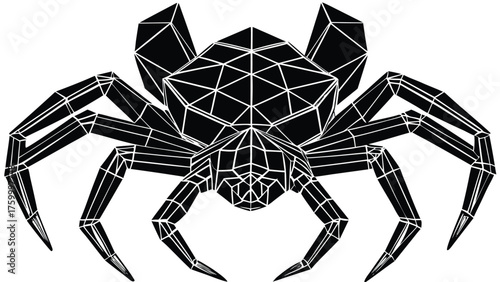 Black arachnid spider vector illustration symbol on a white background for a creepy Halloween insect sign design