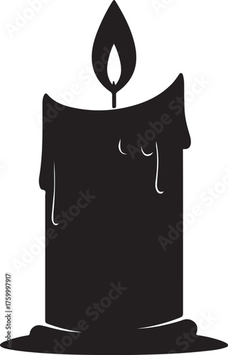 BLACK CANDLE ICON FOR HALLOWEEN SILHOUETTE