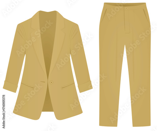 Brown woman suit and trousers. vector illustration	
