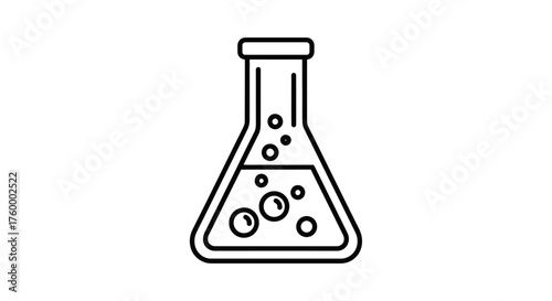 Laboratory Glassware Icon With Chemical Bubbles On Black Background Science And Chemistry
