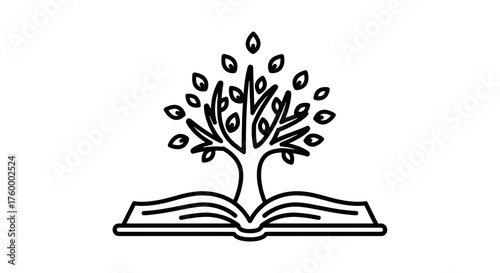 Knowledge And Growth Concept Illustrated With A Tree Evolving From An Open Book