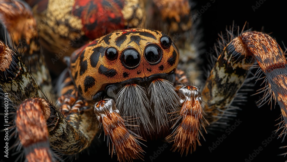 Fototapeta premium Arachnids Gaze. An Intricate Portrait of Complex Textures and Striking Patterns.