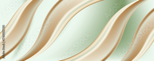 Green banner, abstract green and gold background with wave. vector