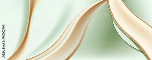 Green banner, abstract green and gold background with wave. vector