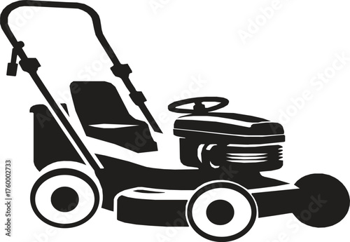 Lawn Mower Icon Black Silhouette Simple Design On White background. 
