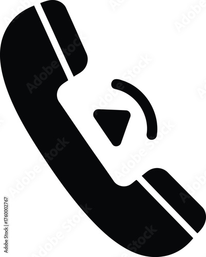 Vector art of silhouette of a telephone receiver with a play button icon