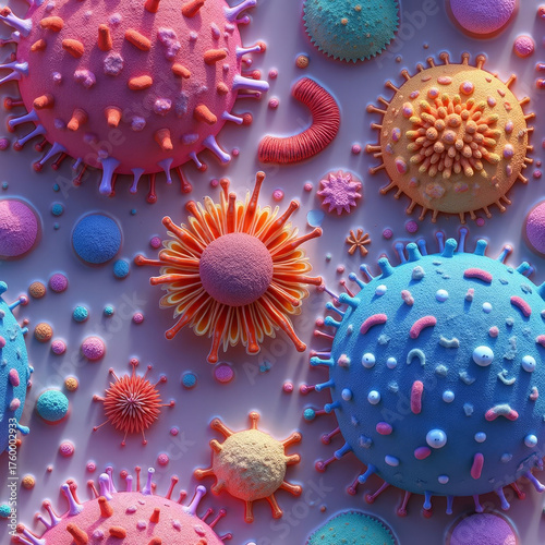 Seamless Vibrant Microscopic World of Bacteria and Viruses