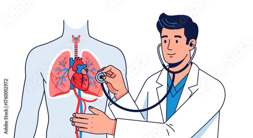 Medical Professional Auscultating Patient's Chest To Identify Heart Or Lung Issues