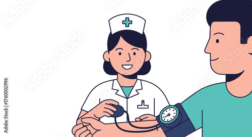 Medical Professional Checking Blood Pressure of a Patient in Healthcare Facility