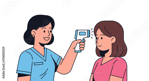Medical Professional Performing Temperature Check Assessment in Healthcare Setting