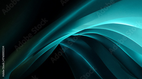 Teal Gradient Abstract Waves Background Curve Shapes with Shadow and Highlights