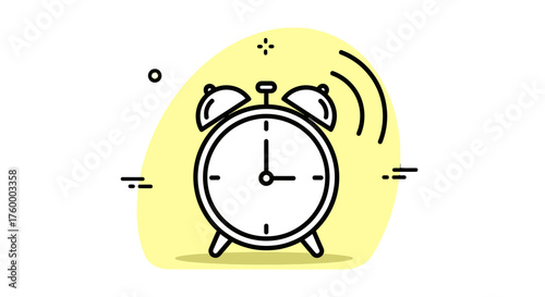 Minimalist Alarm Clock Design Signaling Wake-Up Time On Yellow Element Background