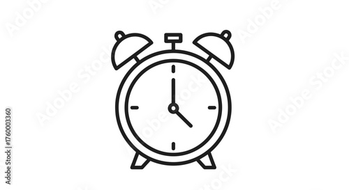 Minimalist Alarm Clock Icon Against A Striking Black Background Illustrative Design