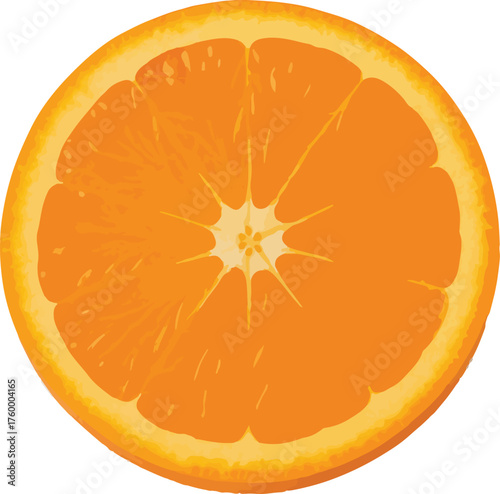 Bright orange citrus fruit slice with textured pulp