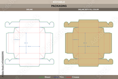 Four-fold food tray box dieline vector printing packaging design structured folding system reinforced corners and accurate die line setup for takeaway or catering use