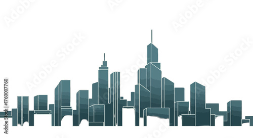 Minimalist City Silhouette: A Digital Architectural Depiction on a Black Background