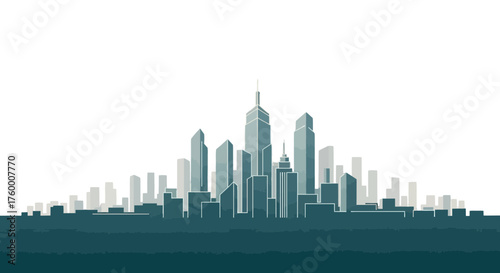 Minimalist City Silhouette Depicting Urban Architecture Against The Dark Midnight Sky